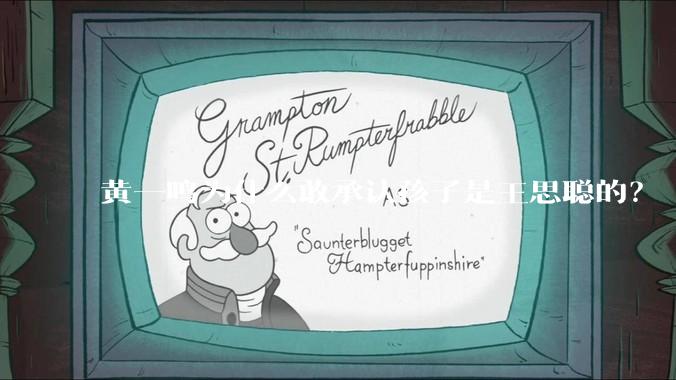 黄一鸣为什么敢承认孩子是王思聪的？